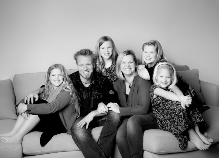 Paul Lafrance with his wife and children